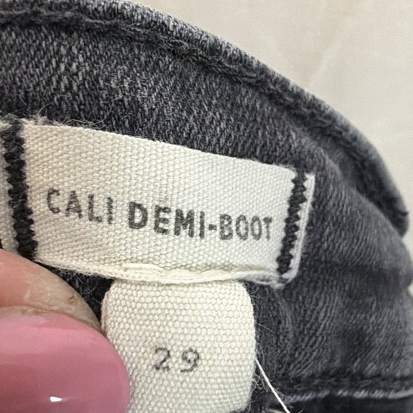 Madewell Cali Demi Boot Crop Jeans 29 Black High Rise Raw Hem - Picture 5 of 7